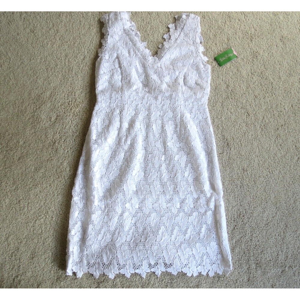 Lilly Pulitzer Reeve Shift Dress White Papilion Lace Butterfly 91369 Size 12 NWT